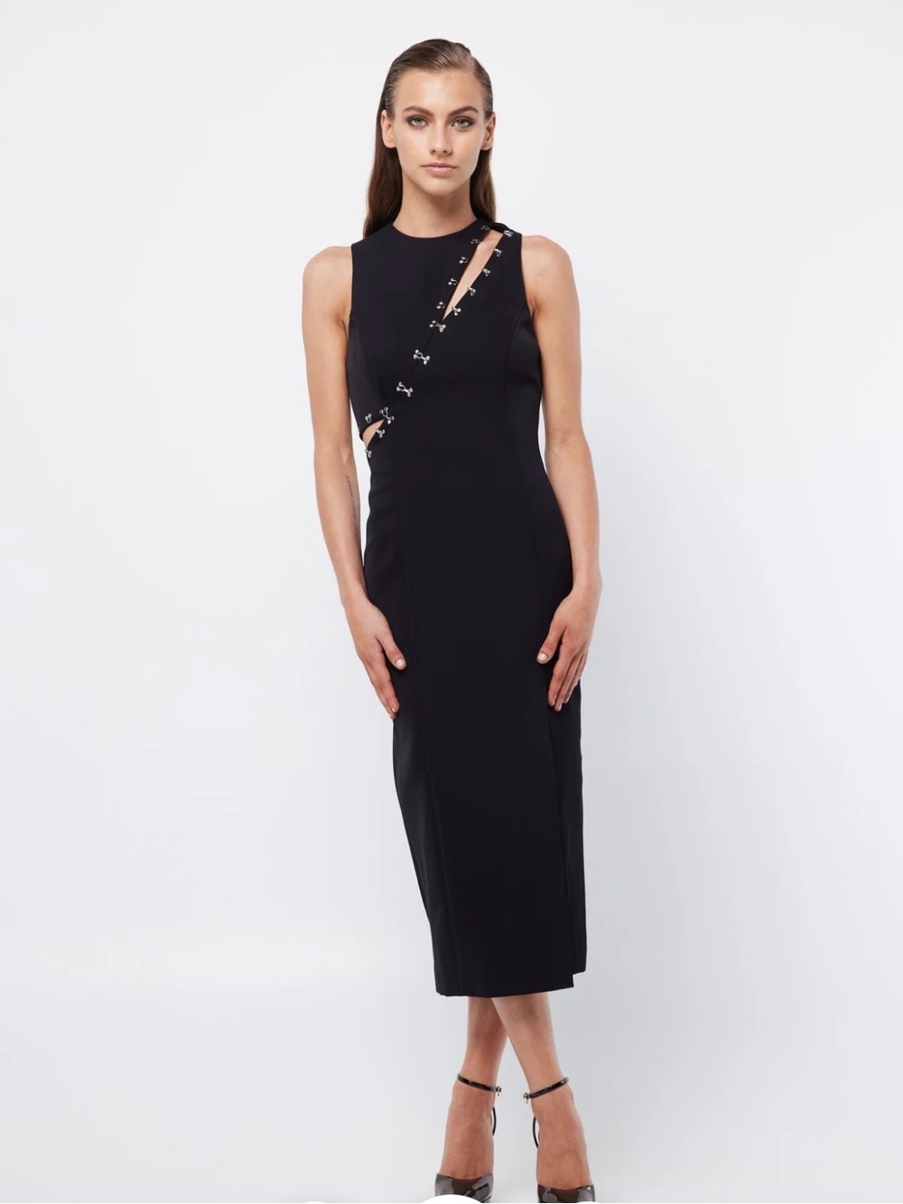 Mossman Hook and Eye Sexy Black Midi dress